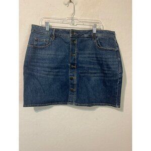 Old Navy High Rise Secret Slim Pockets Sz 16 Button Down Jean Mini Skirt Medium